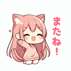 Pink-haired cat ear girl sticker