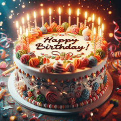 Happy Birthday cake&Balloon BIGSticker