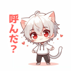 White-haired cat-eared boy sticker