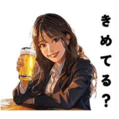 ビールを飲む可愛いOL