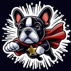スーパーわん(French bulldog) Sticker