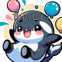 Cute anime style orcas sticker