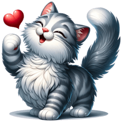 Cute Adorable Lovely Grey-white cat.
