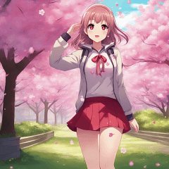 Cherry Blossoms&Smiles-Mini Skirt Girl 2