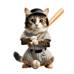 cat playing baseball