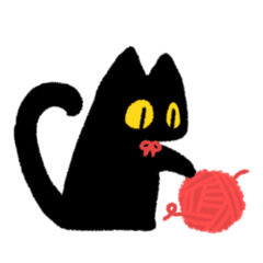 Black cat with red ribbon