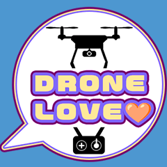 A word with a drone icon.