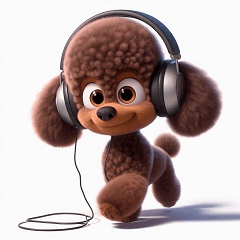 brown toy poodle music stamp