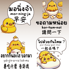 可愛黃色小雞小鴨泰國泰文中文實用對話4