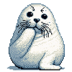 Pixel art earless seal white ice