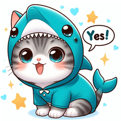 A cute kitten wearing a dolphin costume