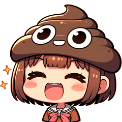 Pretty Girl with a Poo Hat -Line sticker