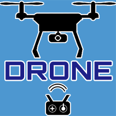 Drone stickers with English phrases.