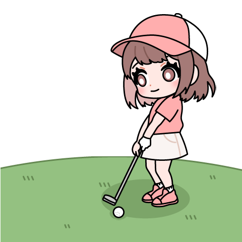 Pop-up sticker of a girl who likes golf