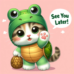 Cute kitten in a turtle costume