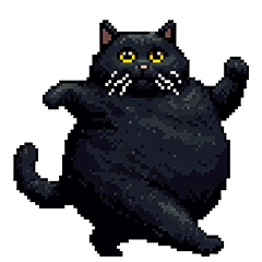 Pixel art Black fat cat