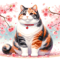 和猫の挨拶スタンプ　日常＆桜＆水彩