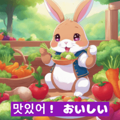 Cute Rabbit Stickers: Japan-Korea Chat
