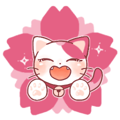 Cherry blossom cat greeting
