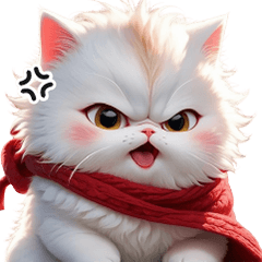 White Cat Cute With red scarf