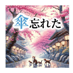 雨とネコ/日本の桜＆紫陽花2