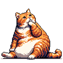Pixel art Fat Orange tabby cat 2