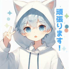 Light blue hair boy sticker in hoodie