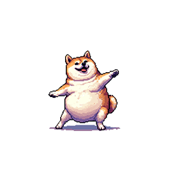 Pixel art small fat shiba dog