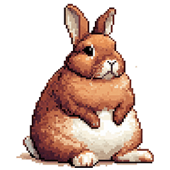 Pixel art fat rabbit brown
