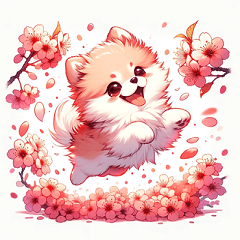 Cherry Blossom and Pomeranian
