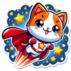 Cat-Man Hero x Cat Sticker 1Revised