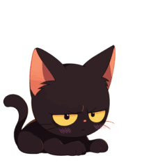 Cute Black Tsundere Cat