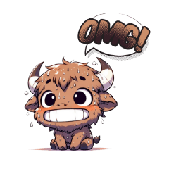 Cute little buffalo with round eyes