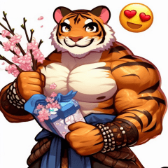 Love from furry male tiger