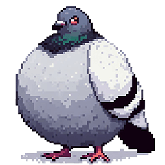 Pixel Art fat pigeon bird