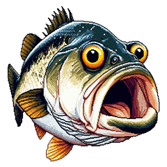 Pixel art largemouth bass fish