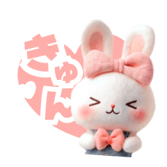 cute ribbon rabbit pink