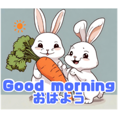 可愛的兔子和胡蘿蔔貼圖