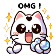 Whimsical White Cat: Daily Heart Emojis2