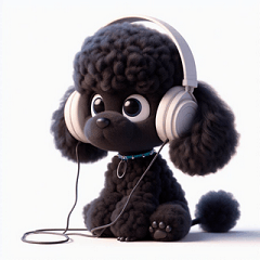 Black Toy Poodle Music Stamps