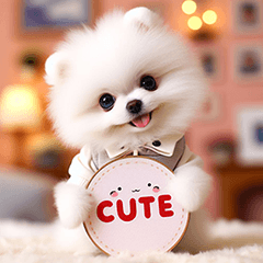 A cute white Pomeranian