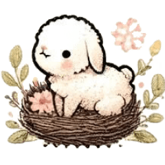 Springtime Friends:Rabbit & Duck Sticker