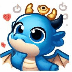 Happy Little cute Blue Dragon