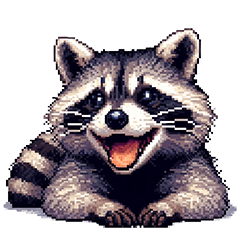Pixel art raccoon sticker