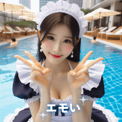 日本語28歳メイド水着少女