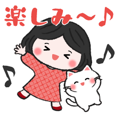 Kanoko & Cat/Japanese style sticker