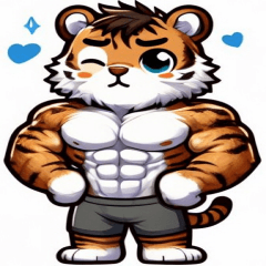 Muscle bodybuilder furry male man tiger