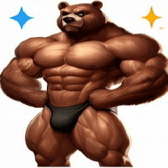Muscle bodybuilder furry male man bear