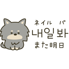 Cute Black Dog Korean and Japanese