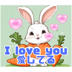 귀여운 토끼와 당근 에센스 스티커
